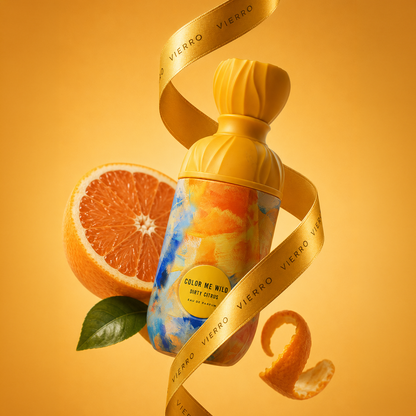 Vierro Dirty Citrus perfume bottle with a sleek design, featuring a vibrant citrus-themed label and modern packaging.