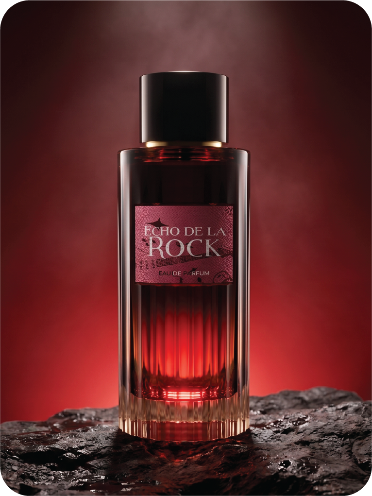 Vierro Echo de la Rock perfume bottle with sleek design, showcasing its elegant packaging and branding.