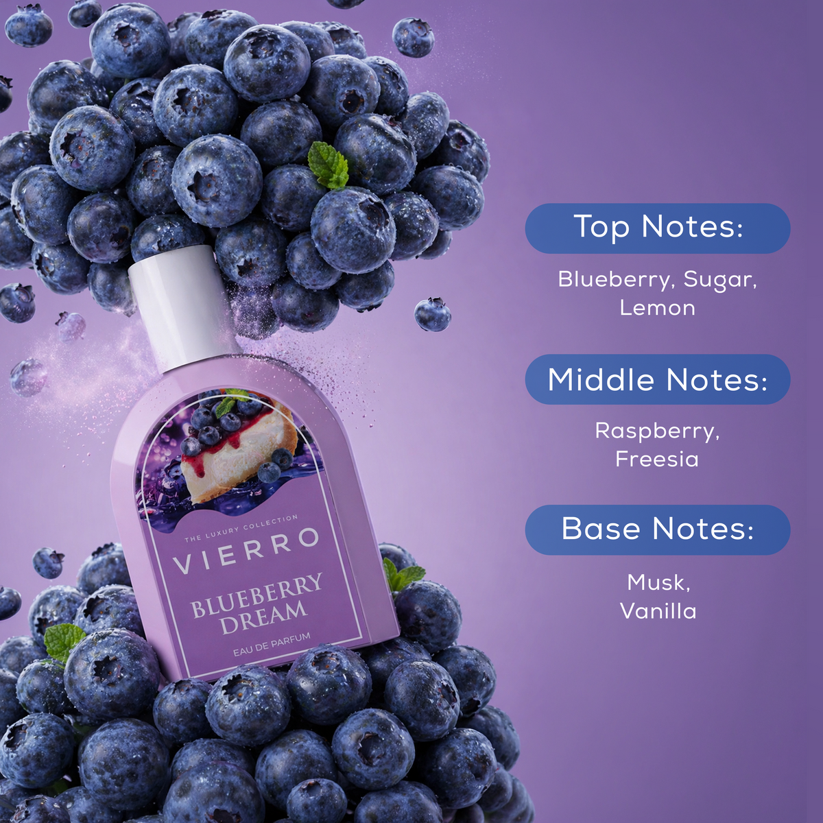 Vierro Blueberry Dream herbal tea with vibrant blueberry and herbal notes in a colorful packaging.