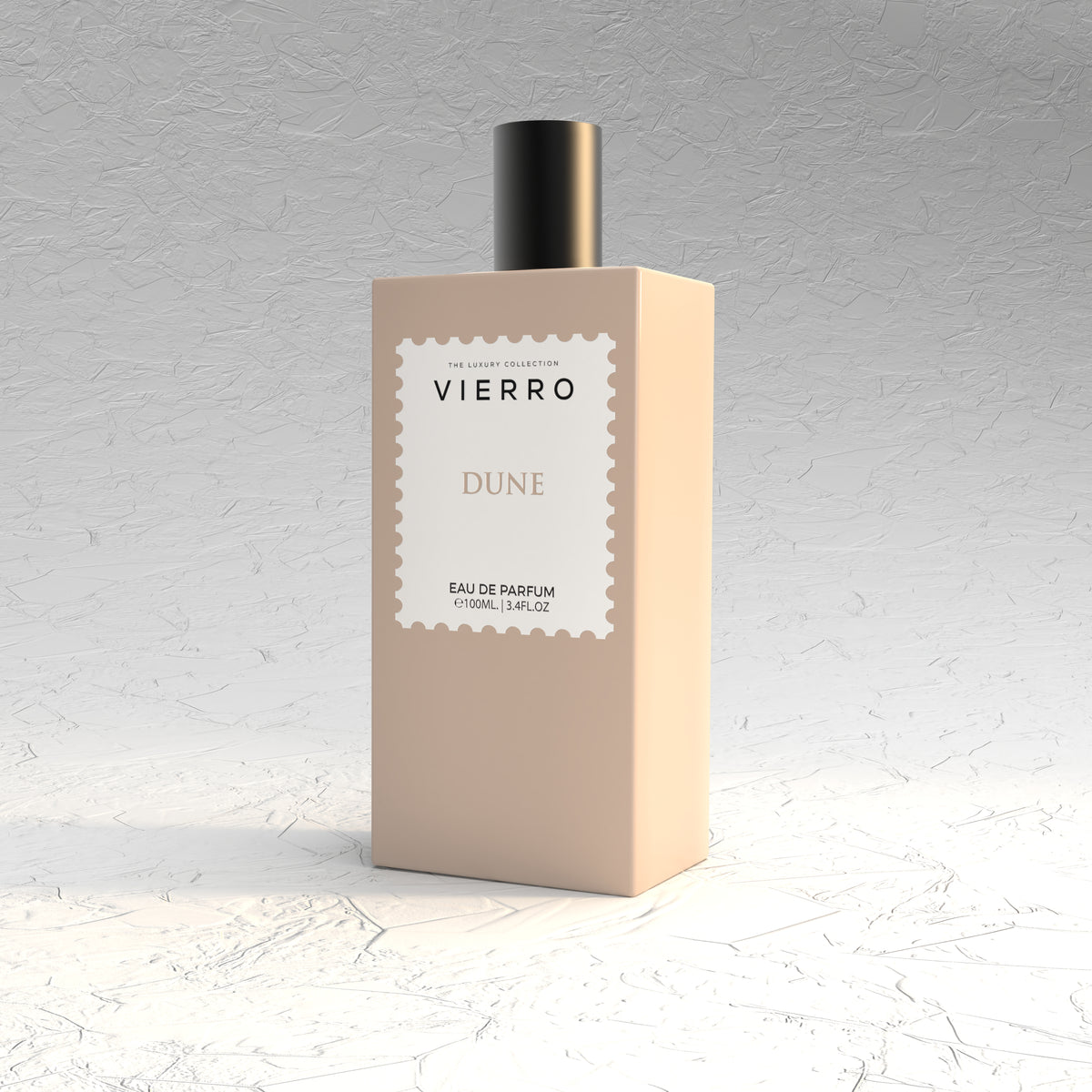 Vierro DUNE perfume bottle with elegant design, showcasing the Dune fragrance for women in a sleek glass container.
