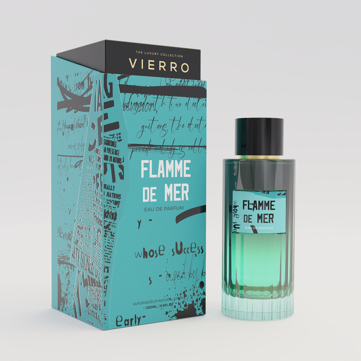 Vierro Flamme de Mer perfume boxes featuring elegant packaging and a luxurious, ocean-inspired fragrance design.