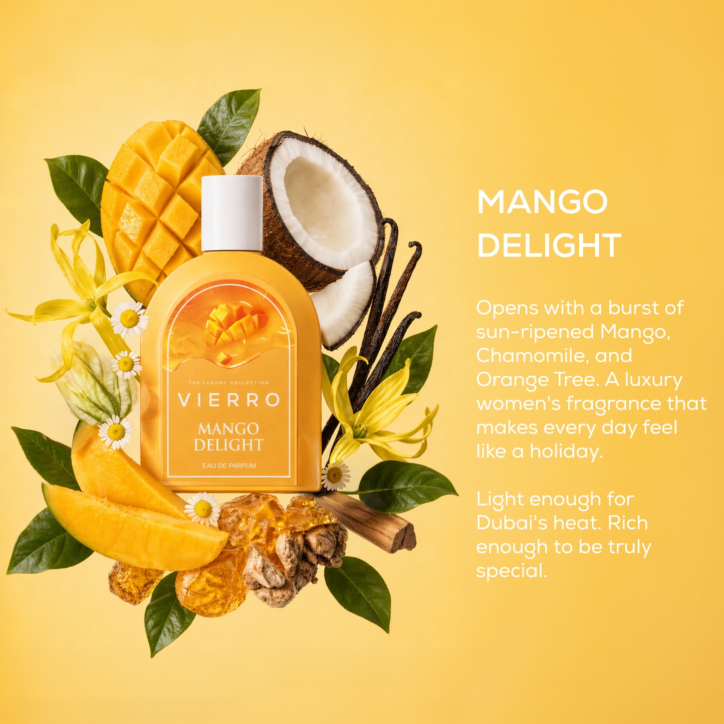 Fresh mango delight from Vierro with ripe mango slices in a vibrant dessert bowl, showcasing a colorful tropical treat.