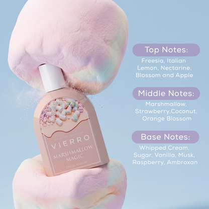 Close-up of Vierro Marshmallow Magic notes sheet featuring colorful marshmallow illustrations and whimsical design elements.