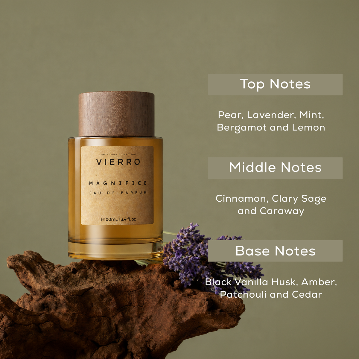 Vierro Magnifice perfume bottle with elegant design, showcasing the luxurious fragrance notes of the MAGNIFICE perfume.