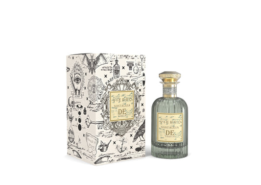Nostalgia de Parfum by Vierro, elegant perfume bottle with floral and vintage design, reflecting classic fragrance inspiration.