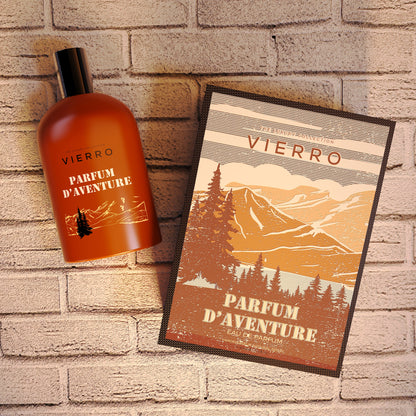 Vierro Parfum d'Aventure perfume box with elegant packaging and a sleek design, showcasing the luxurious fragrance inside.
