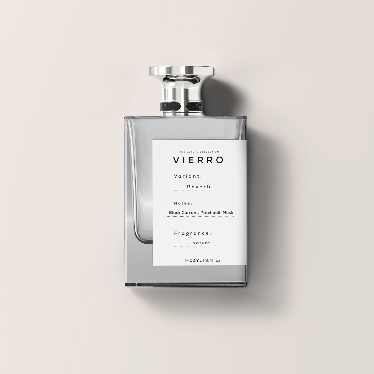 Vierro Reverb perfume bottle with sleek design, showcasing the elegant fragrance packaging and branding.