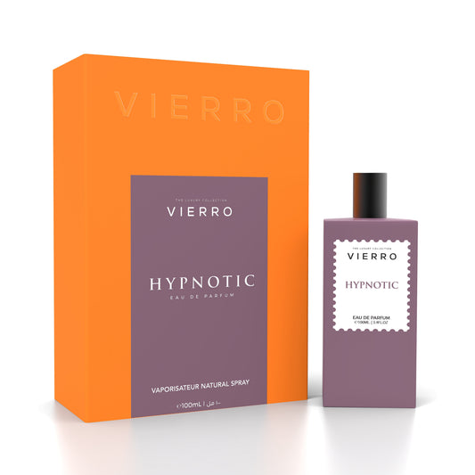 Vierro Hypnotic perfume bottle with sleek design and elegant packaging, showcasing the luxurious fragrance branding.